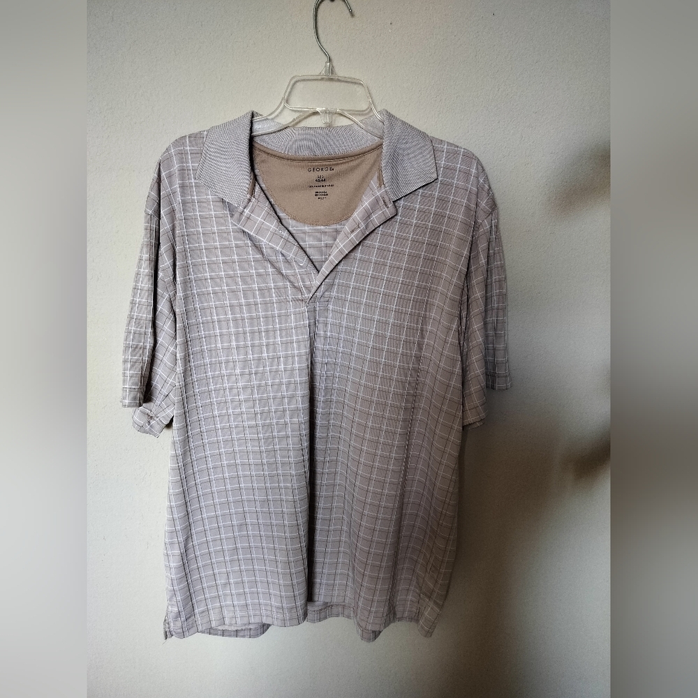 George men's collar t-shirt golf beige size 42-44 L